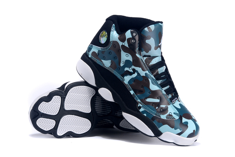 New Air Jordan 13 Army Blue Black White For Women - Click Image to Close