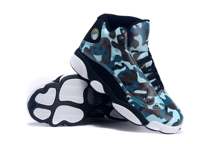 New Air Jordan 13 Army Blue Black White For Women