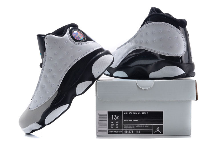 2015 New Kids Air Jordans 13 Grey Black - Click Image to Close