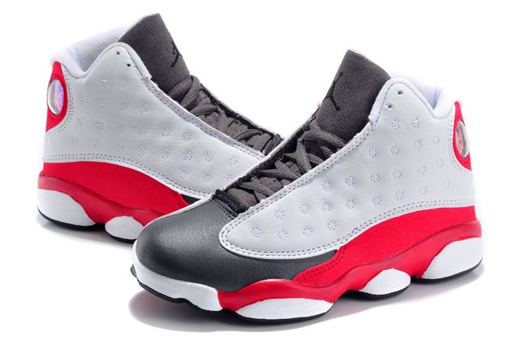 2015 New Kids Air Jordans 13 Grey Red Black