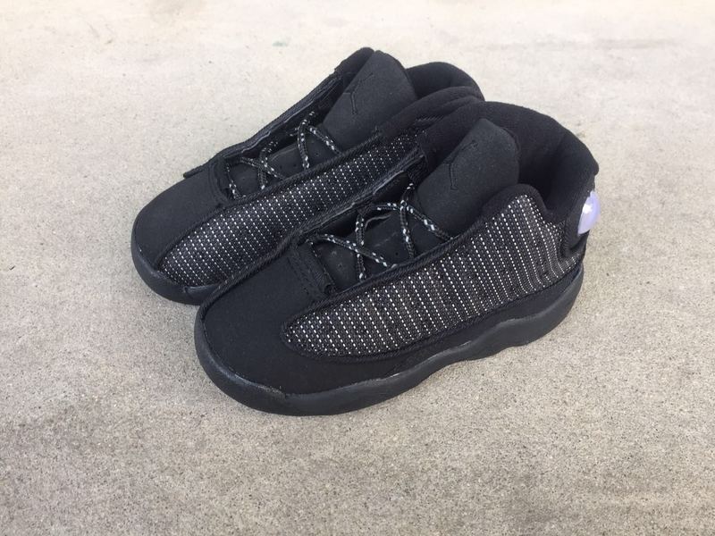 2016 Jordan 13 Retro All Black Shoes For Kids - Click Image to Close