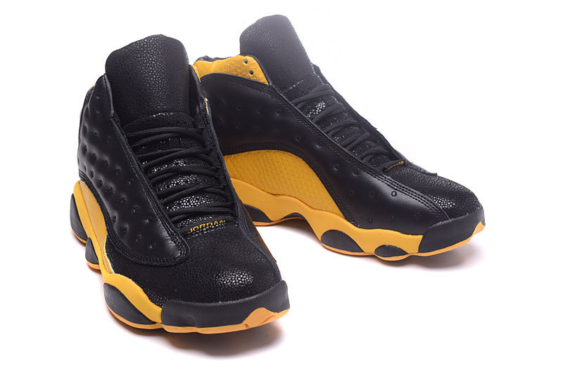 2017 Jordan 13 Retro Black Yellow Crocodile Pattern Shoes