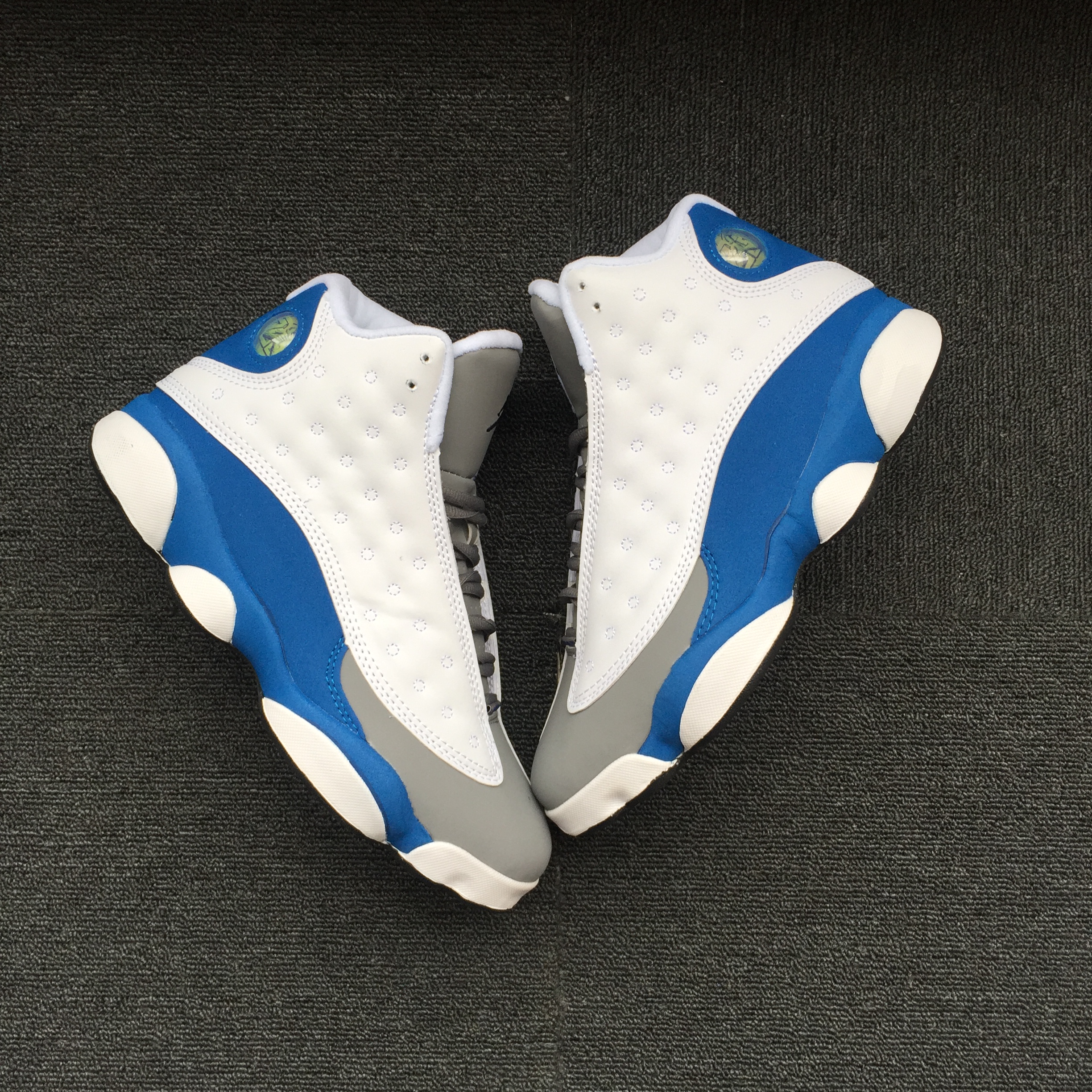 2018 Jordan 13 Retro White Grey Blue - Click Image to Close