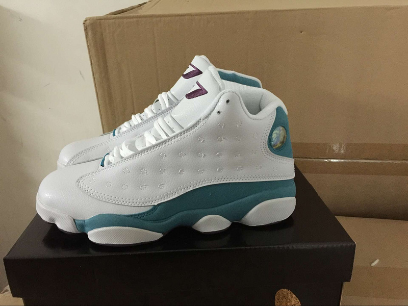 2015 Air Jordan 13 White Baby Blue Purple Shoes