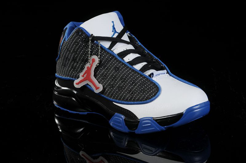 New Air Jordan 13 White Black Blue For Kids - Click Image to Close