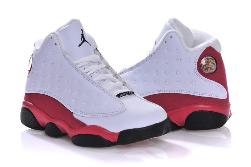 New Kids Air Jordans 13 White Red Black