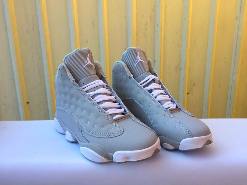 2017 Women Air Jordan 13 Wolf Grey White Shoes