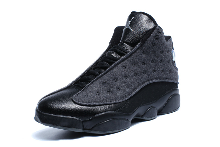 2016 Jordan 13 Wool All Black Shoes