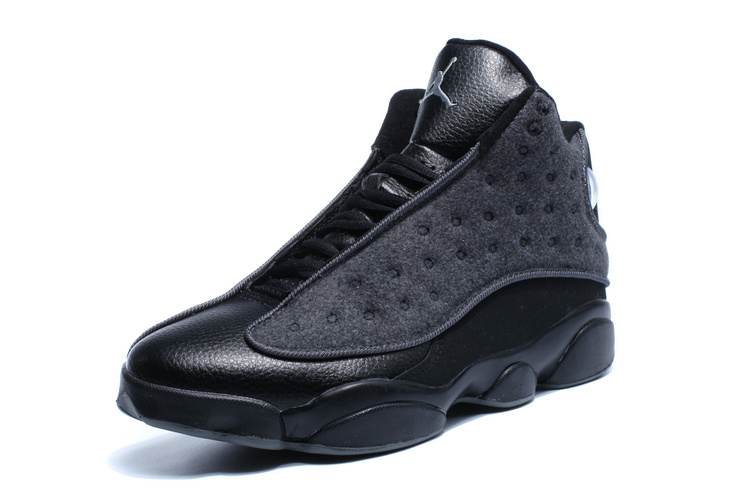 2016 Jordan 13 Wool All Black Winter Shoes