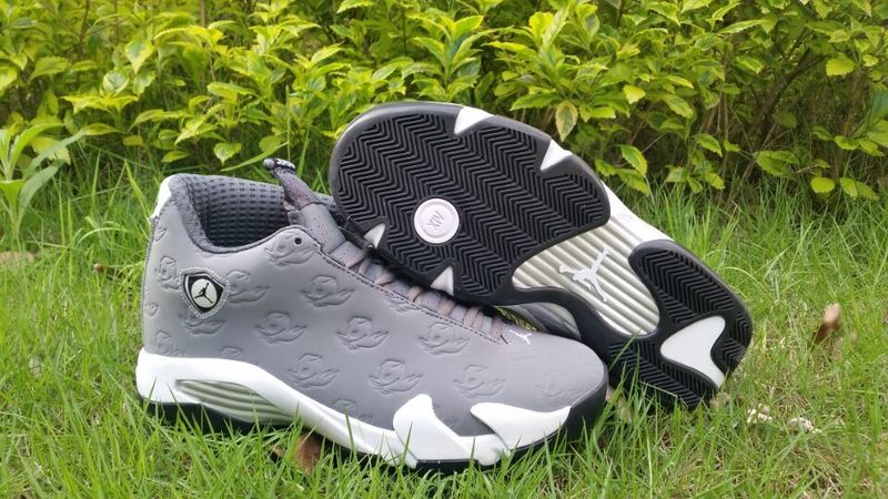 New Air Jordan 14 Oregon Grey White Shoes - Click Image to Close