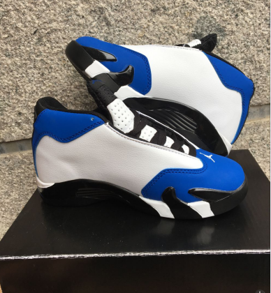 2016 Jordan 14 White Blue Black Shoes For Kids