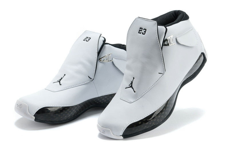 New Air Jordan 18 White Black Shoes - Click Image to Close