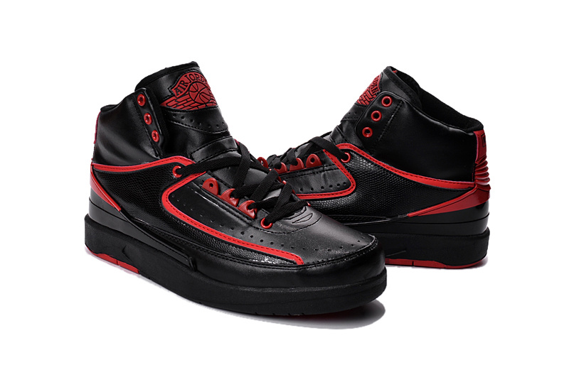 New Air Jordan 2 Retro Black Red Shoes - Click Image to Close