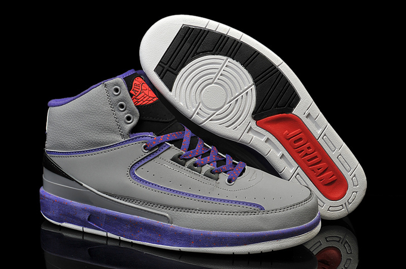 New Air Jordan 2 Retro Grey Purple Red Shoes