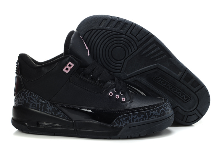 New Air Jordan 3 All Black For Women - Click Image to Close