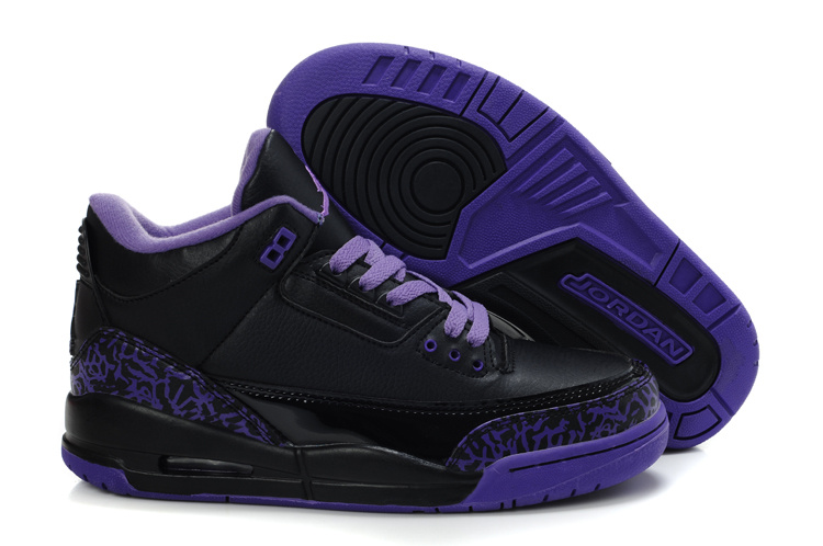 New Air Jordan 3 Black Dark Blue For Women - Click Image to Close