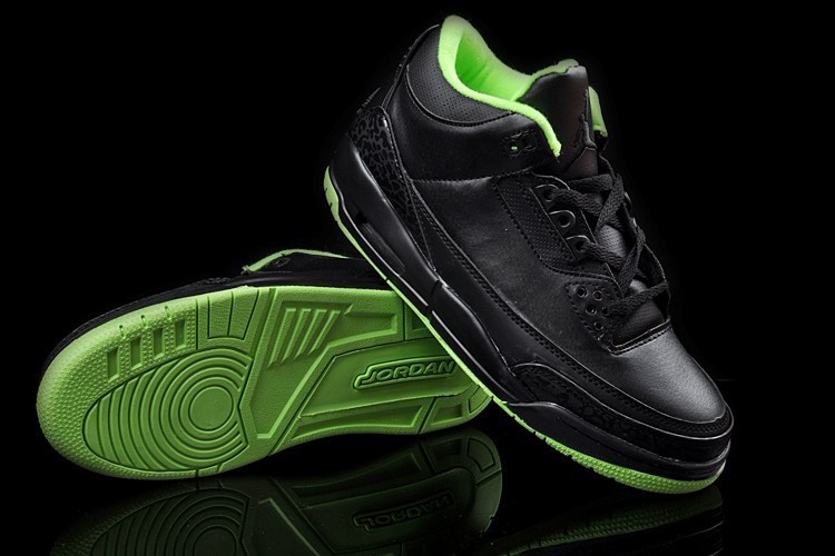 New Air Jordan 3 Black Green Shoes - Click Image to Close