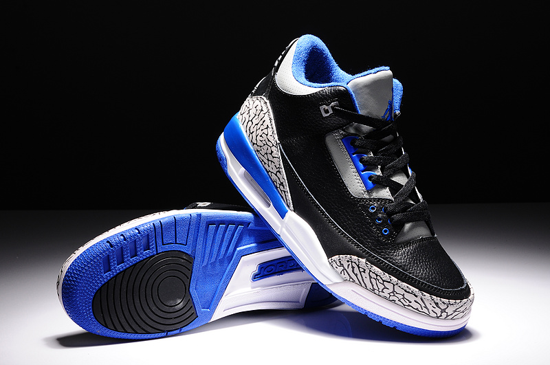 New Air Jordan 3 Retro Black Blue Grey Shoes - Click Image to Close