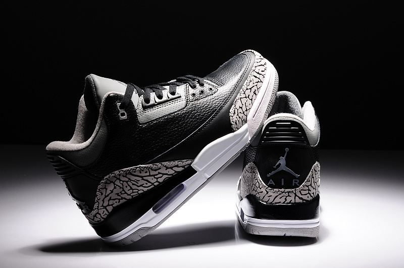 New Air Jordan 3 Retro Black Grey White Shoes