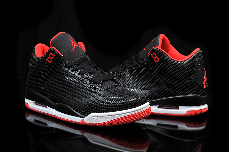 2015 PVC Air Jordan 3 Retro Black Red White Shoes