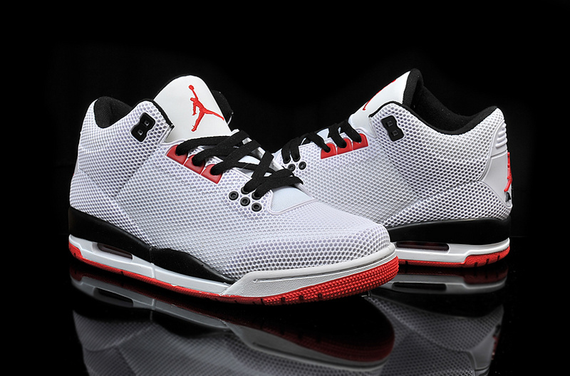 2015 PVC Air Jordan 3 Retro Grey Black Red Shoes