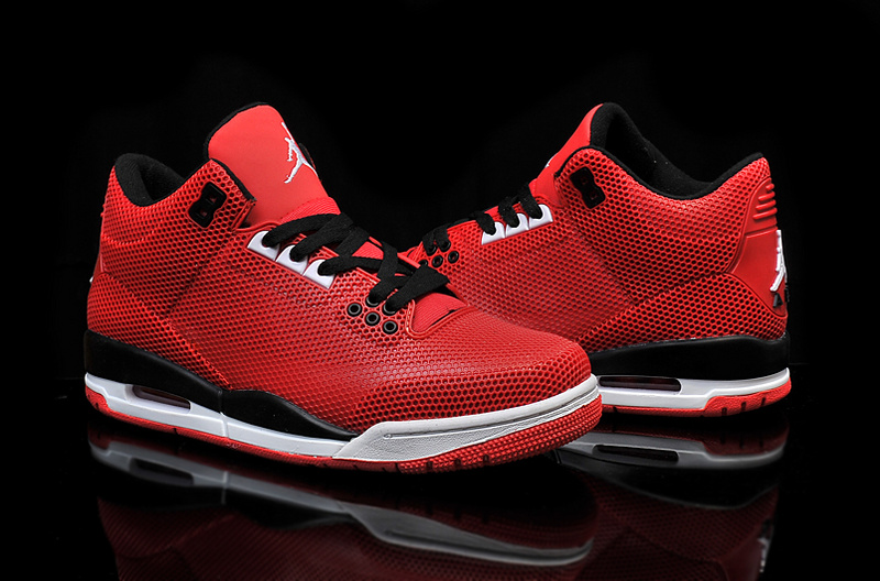 2015 PVC Air Jordan 3 Retro Red Black White Shoes - Click Image to Close