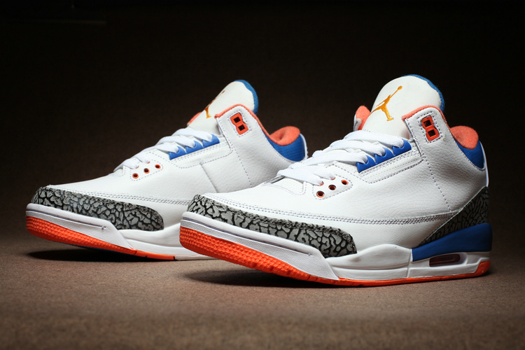 2016 Air Jordan 3 Retro White Cement Grey Blue Orange Nike Air Logo - Click Image to Close