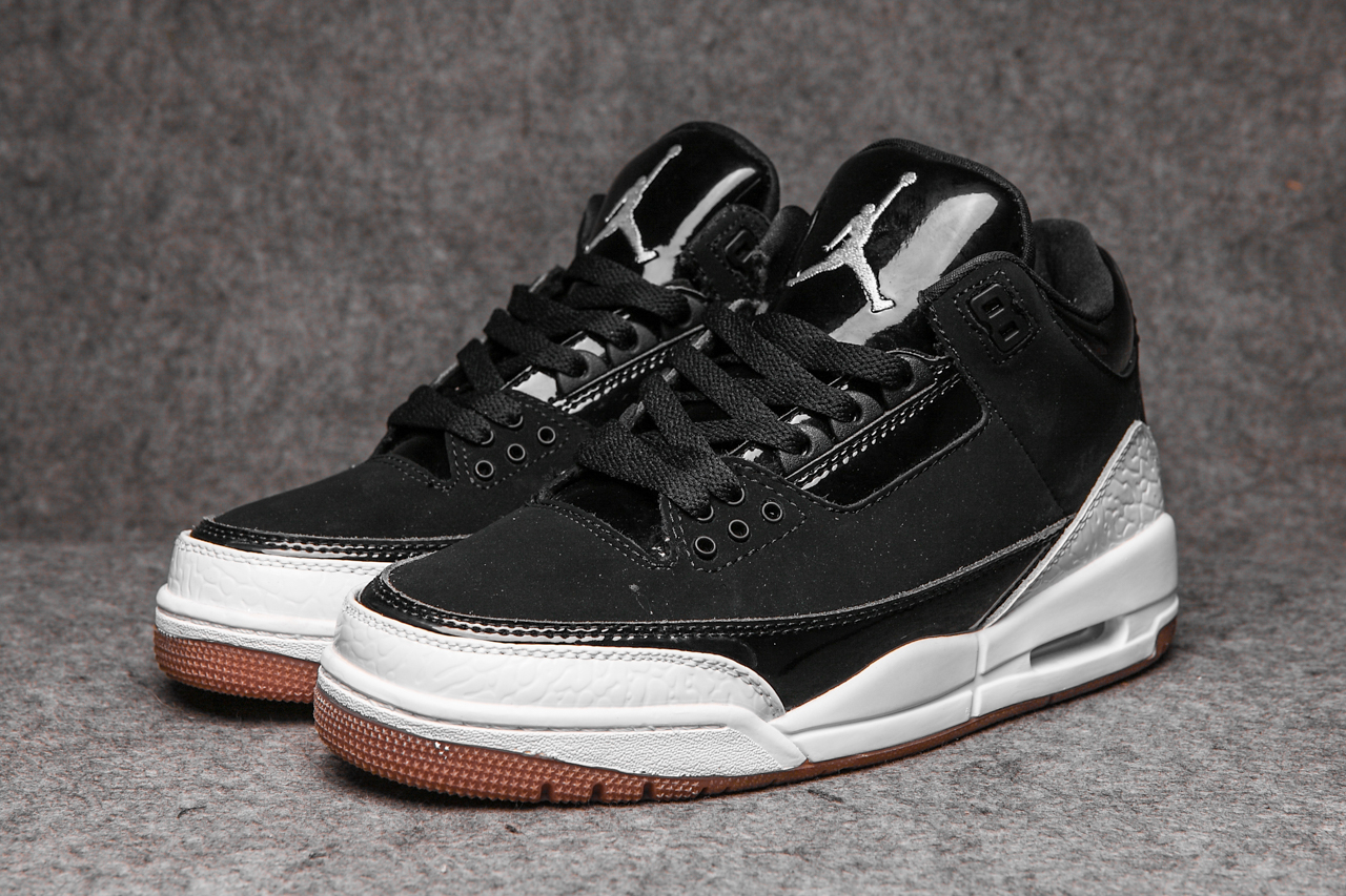 New Air Jordan 3 Split Leather Black White Shoes