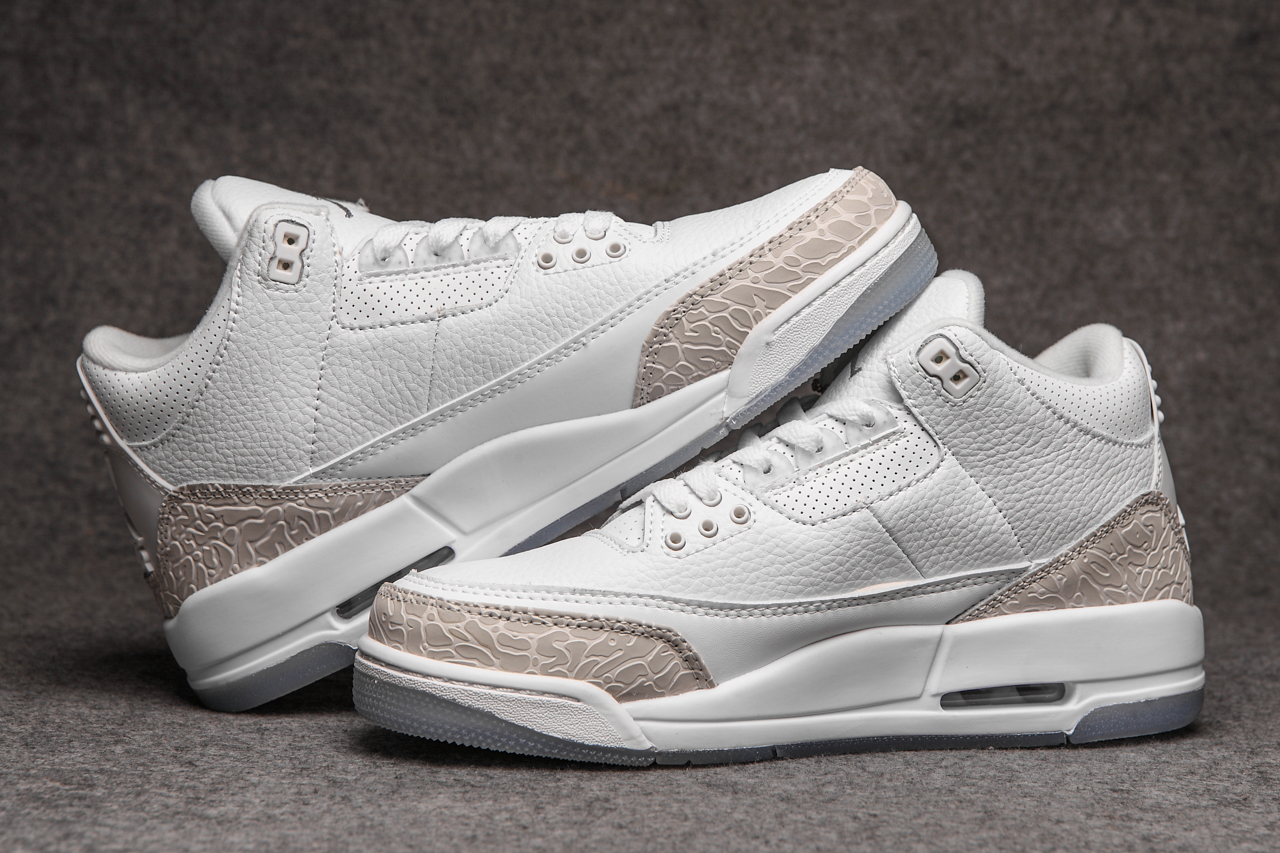 New Air Jordan 3 Split Leather White Cement Shoes - Click Image to Close
