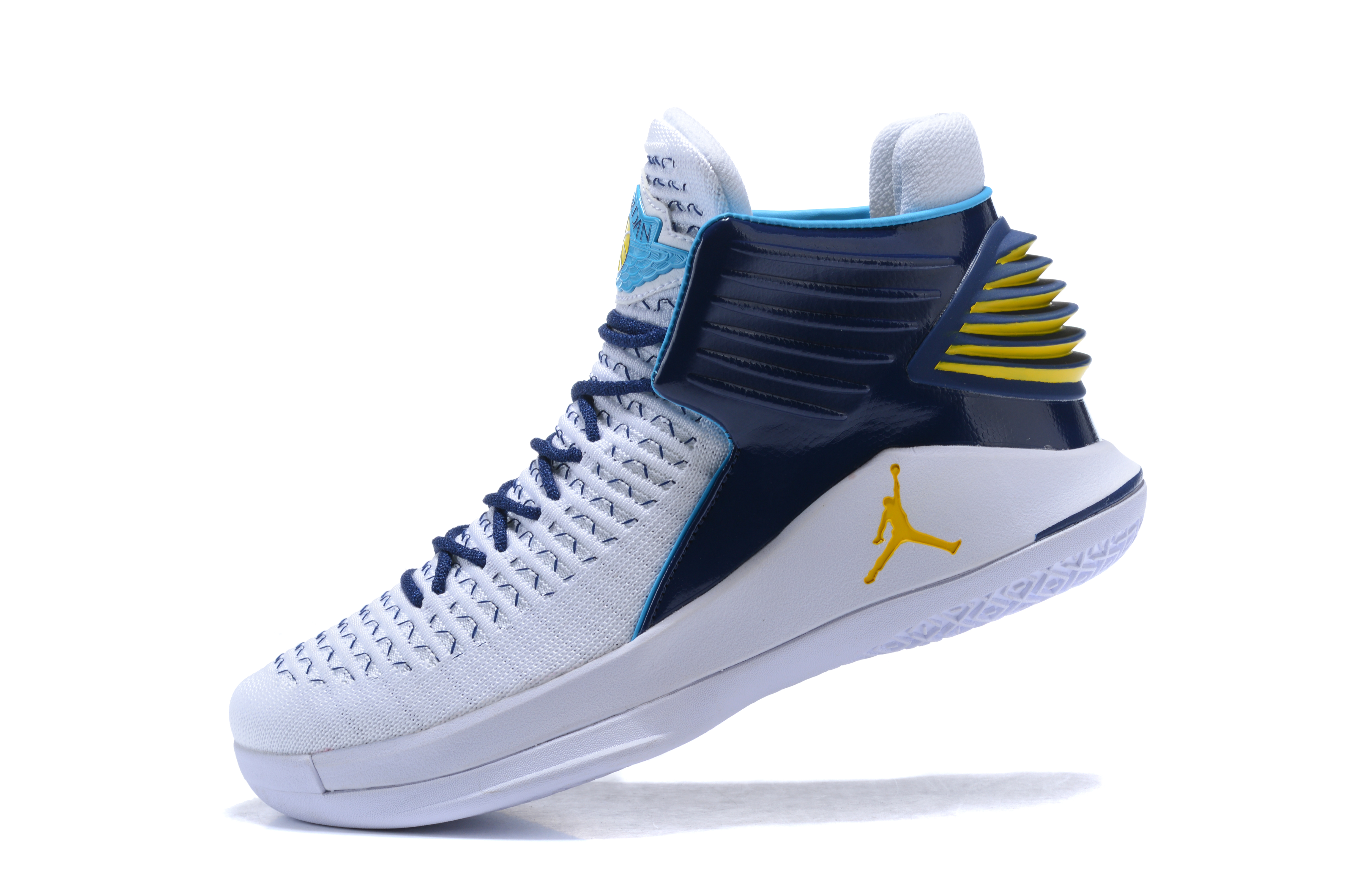 2017 Jordan 32 High White Blue Yellow - Click Image to Close