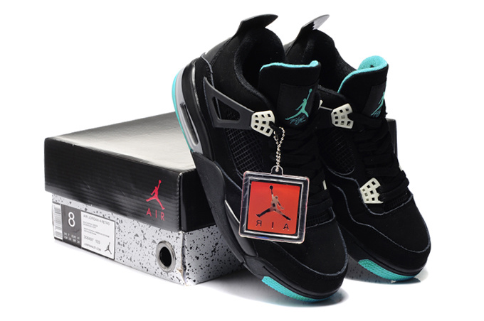 New Air Jordan 4 Black Blue Shoes - Click Image to Close
