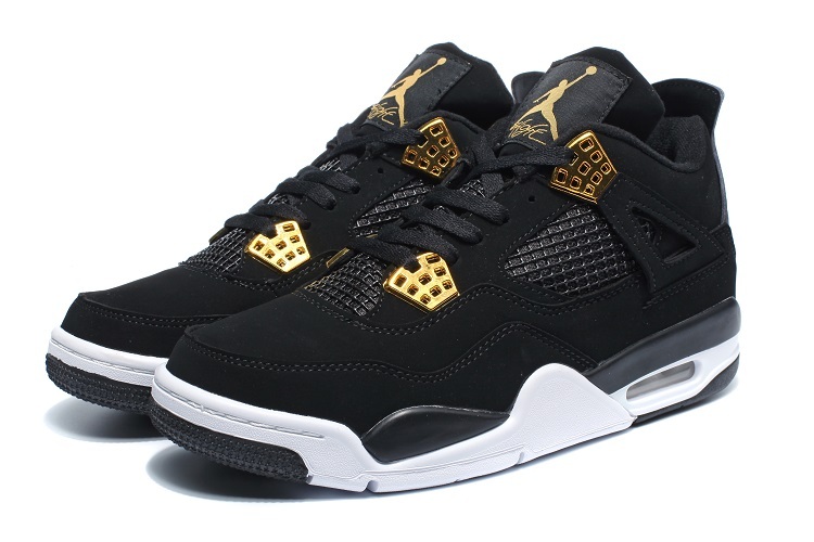 2016 Air Jordan 4 Black Gold White Shoes - Click Image to Close