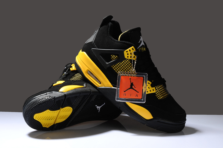 New 2012 Air Jordan 4 Black Yellow Shoes