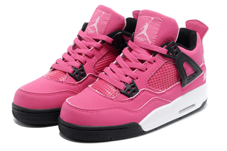 2015 New Women Pink White Black Air Jordans 4 - Click Image to Close