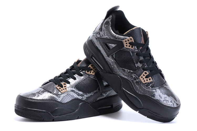 2015 Air Jordan 4 Retro Snakeskin Black Shoes