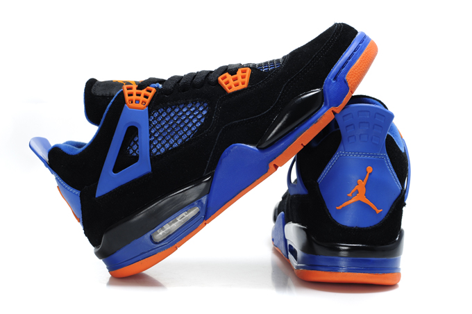 Air Jordan 4 Suede Black Blue Orange Lin Edition - Click Image to Close