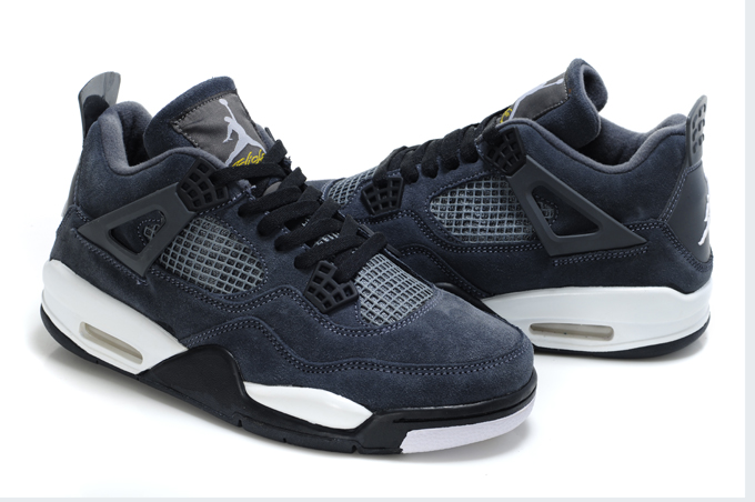 Air Jordan 4 Suede Blue Black White - Click Image to Close