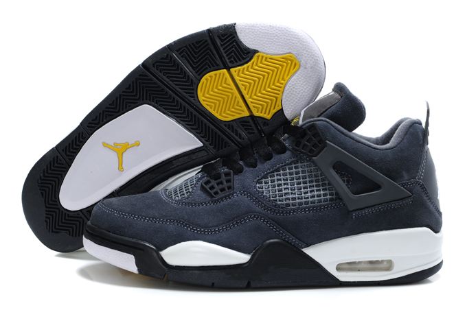 Air Jordan 4 Suede Blue Black White - Click Image to Close