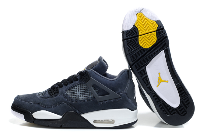 Air Jordan 4 Suede Blue Black White - Click Image to Close