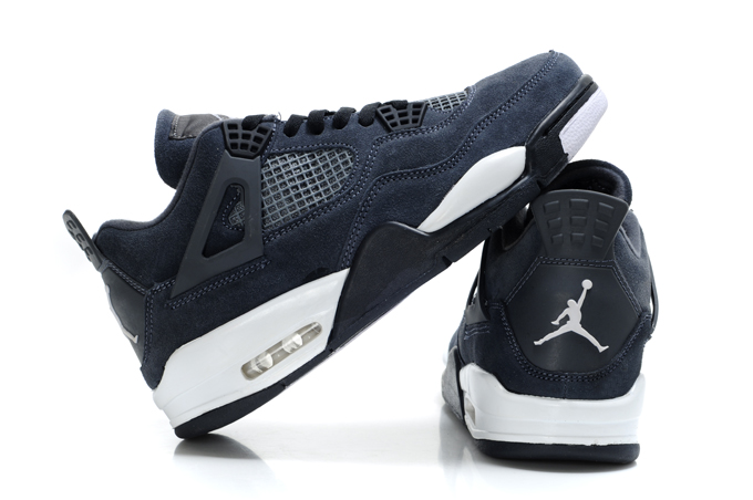 Air Jordan 4 Suede Blue Black White - Click Image to Close