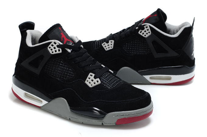 Air Jordan 4 Suede Dark Black Grey White Red