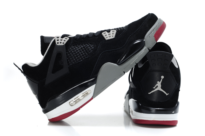 Air Jordan 4 Suede Dark Black Grey White Red