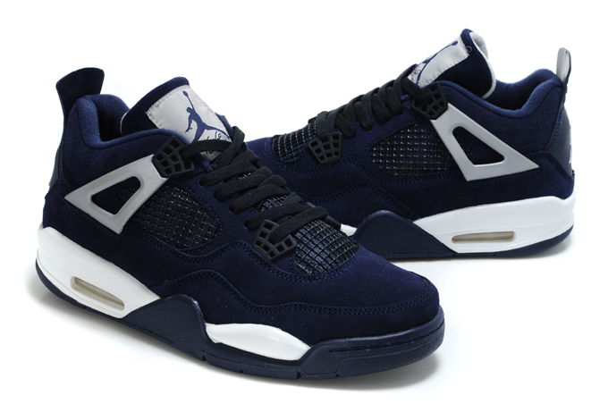 Air Jordan 4 Suede Dark Blue White Black