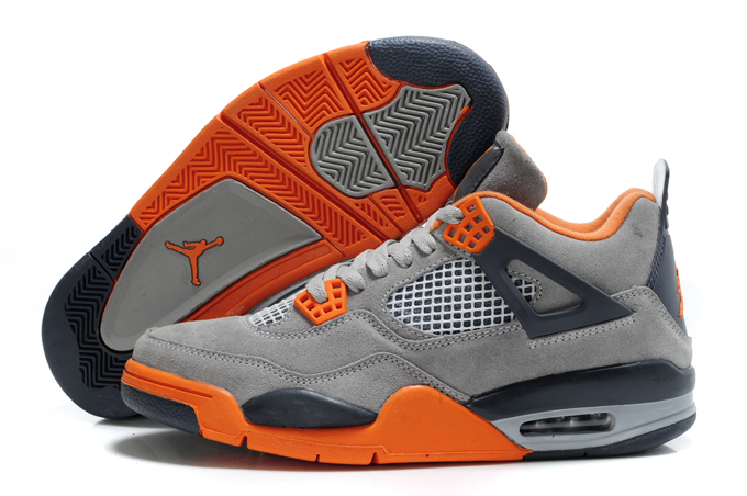 Air Jordan 4 Suede Grey Black Orange - Click Image to Close