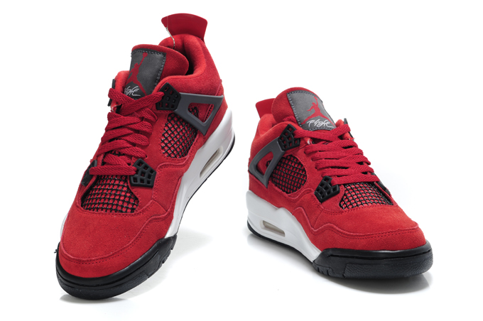 Air Jordan 4 Suede Red White Black Bulls Edition - Click Image to Close