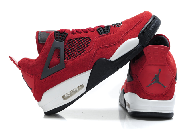 Air Jordan 4 Suede Red White Black Bulls Edition - Click Image to Close