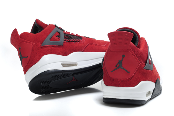 Air Jordan 4 Suede Red White Black Bulls Edition - Click Image to Close