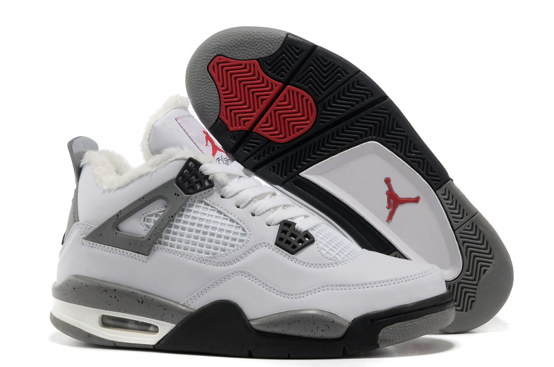 New 2012 Wool Air Jordan 4 White Grey Black Shoes