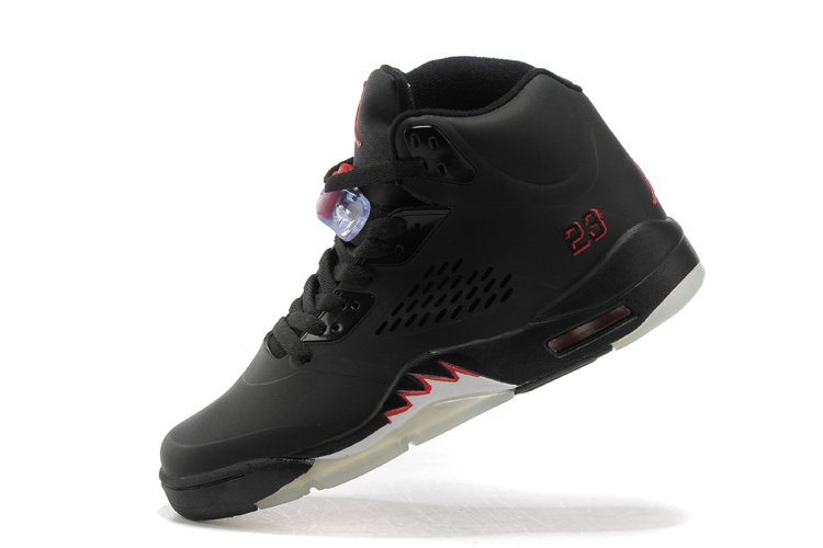 New Air Jordan 5 All Black Silver Shoes - Click Image to Close