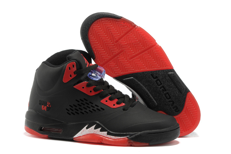 New Air Jordan 5 Black Fire Red Shoes For Womens - Click Image to Close